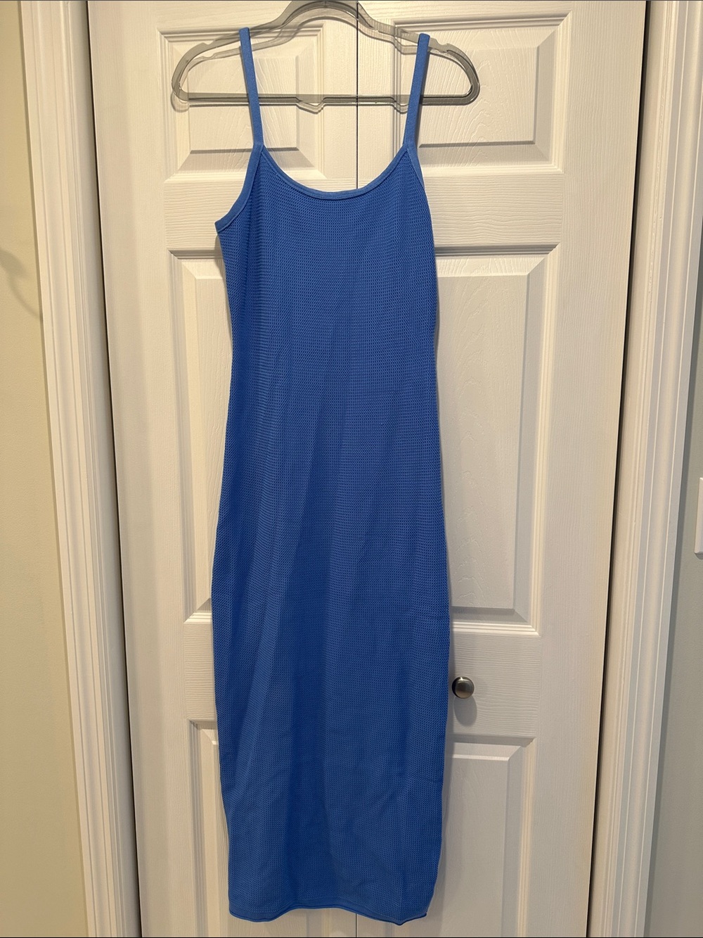 Blue Spaghetti-Strap Midi Dress